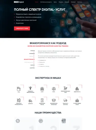 Скриншот страницы услуг на сайте Red Digital